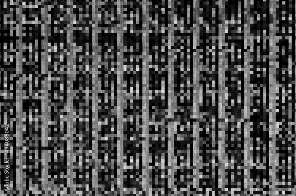 Poster pixel pattern of a digital glitch / abstract black and white pixel pattern background of a digital g