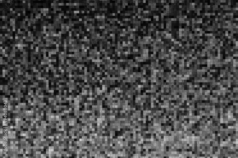 Poster pixel pattern of a digital glitch / abstract black and white pixel pattern background of a digital g