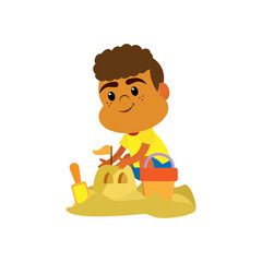 Isolated boy beach summer kids holiday vector illustration
