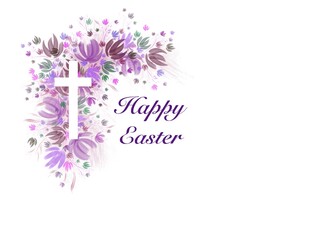 Watercolor Easter cross clipart. Floral crosses
