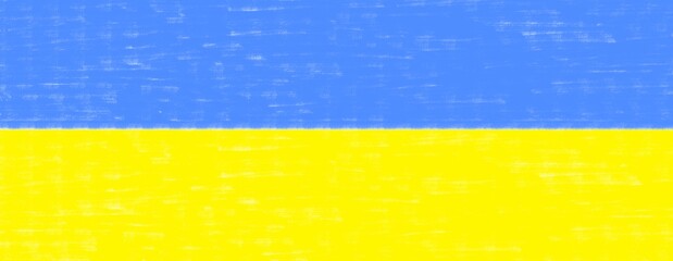 Ukrainian flag banner in yellow blue colours isolated on white background 