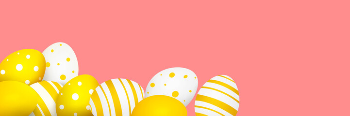 Beautiful Easter background with colorful Easter eggs. 3d illustration
