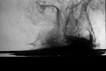 Smoky effect ink in water black and white photo