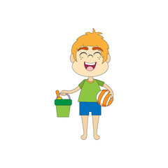 Isolated boy cubet beach summer kids holiday vector illustration