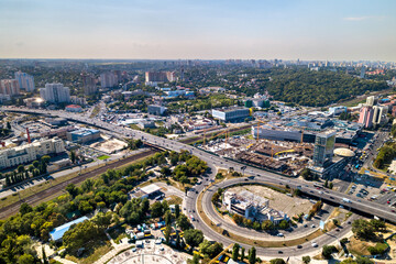 Fototapeta na wymiar Road and railway interchange in Pechersk - Kyiv, Ukraine before the war with Russia