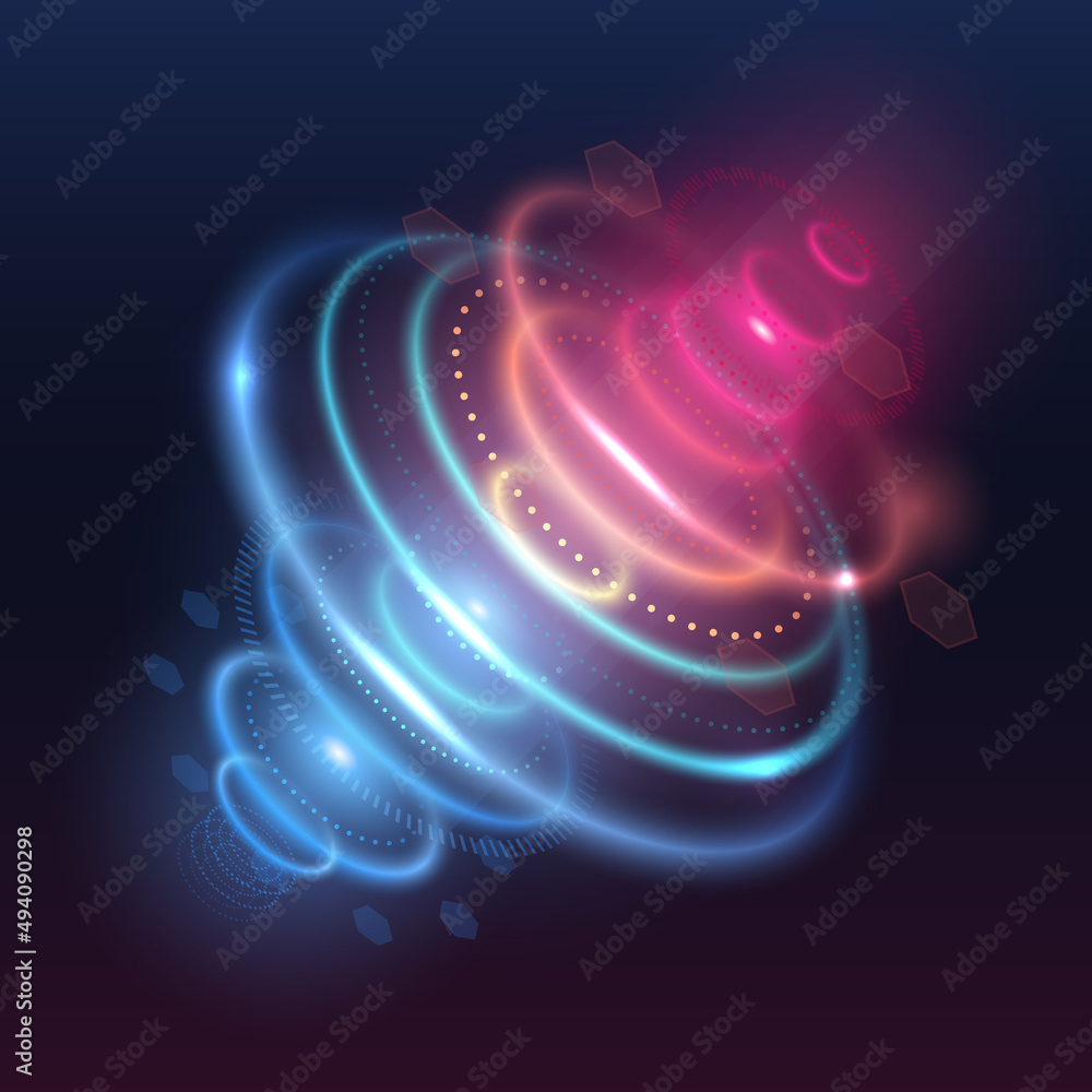 Poster futuristic hud style multicolored elements. game user interface. set of futuristic high-tech element