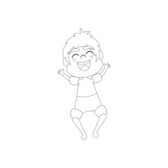 Isolated boy happy beach draw summer kids holiday vector illustration