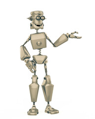 funny robot cartoon showing in a white background