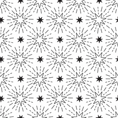 Monochrome seamless pattern with stars