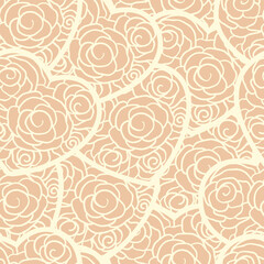 Vanilla white doodle hearts seamless pattern