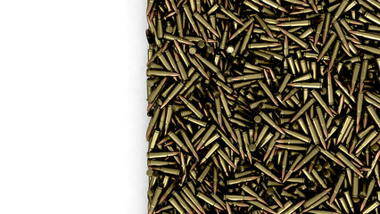 Pile of many bullets or ammunition top view  copy space background - obrazy, fototapety, plakaty