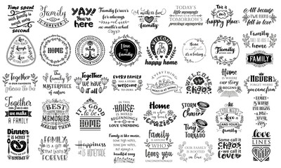 Lettering Family quotes and sayings for plotter - obrazy, fototapety, plakaty