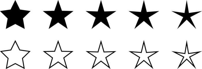 Big set of star icons. Rating star signs collection. Stars collection vector icons. Different stars set