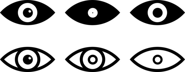set of eyes. Eyesight symbol. Retina scan eye icons. Simple eyes collection. Eye icon set