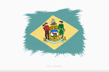 Grunge flag of Delaware, vector abstract grunge brushed flag of Delaware.