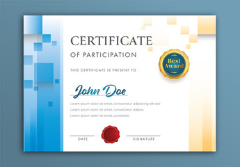 Abstract Participation Certificate Best Award Layout with Space Text