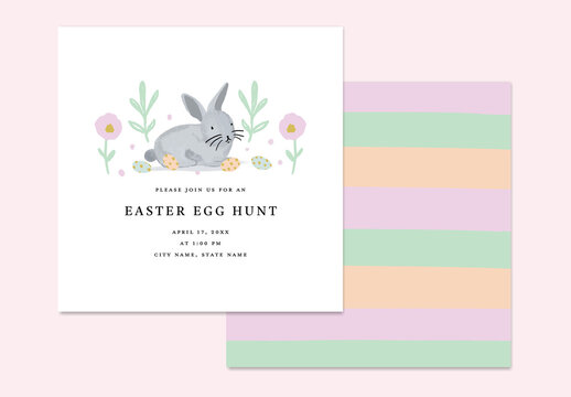 Easter Egg Hunt Invitation with Rabbit Layout