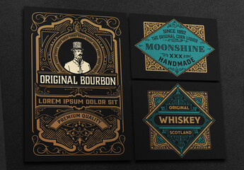 Set of 3 Vintage Labels for Packaging