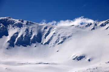 Mountain landscape in winter. Fagaras Mountains, Romania, Europe