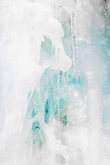 Winter nature background with blocks of ice on frozen water in spring. Abstract background of drifting ice on water. © Rechitan Sorin