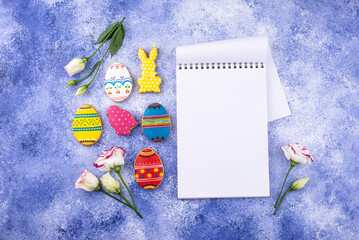 Easter cookies in shape of eggs and bunny