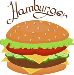 Illustration of a hamburger, fast food