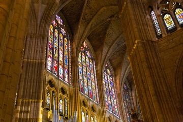 Old stone cathedral with beautiful rose windows.