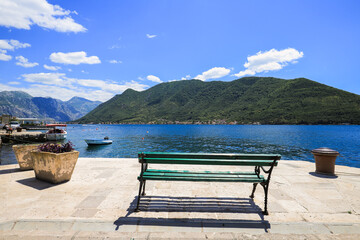 Naklejka na ściany i meble Bench overlooking the sea in Montenegro