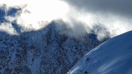 winter mountains and clouds