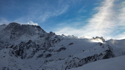 winter mountains and clouds