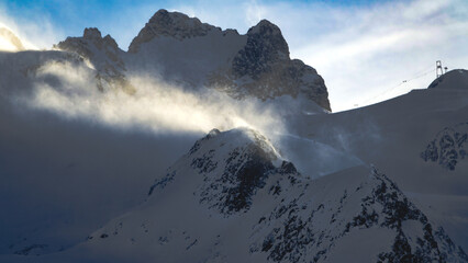 winter mountains and clouds