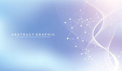 Digits abstract background with connected line and dots, wave flow. Digital neural networks. Network and connection background for your presentation. Graphic polygonal background. Vector illustration.