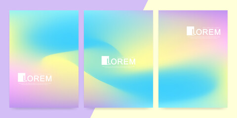 Obraz premium Cover design in pastel colors. Abstract sky pastel rainbow gradient background. Innovation modern background design. Ecology concept. Colorful 80s posters. Vector illustration