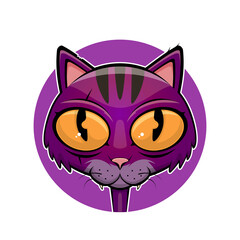 funny cartoon illustration of a creepy purple cat