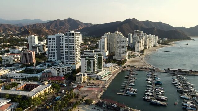 Aerial view on Santa Marta, Magdalena, Colombia