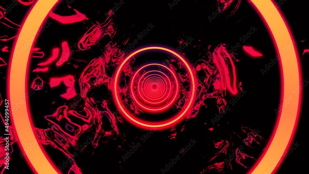 Aufkleber black background. design. bright red circles in abstraction move forward next to the red paints and 