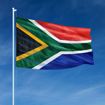 South Africa Flag Flying on Flagpole