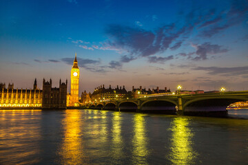 Naklejka premium Big Ben, Parliament, Westminster bridge in London