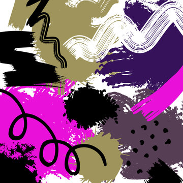 Pink Black Abstract Graffiti Brush Art
