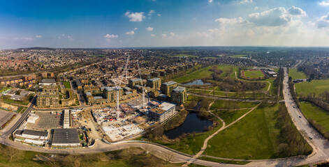 Aerial drone panoramic image of Kidbrooke Village, London