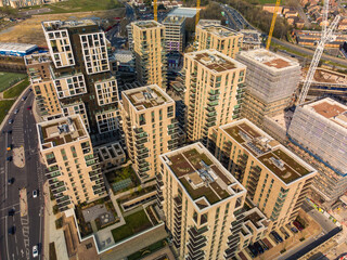 Obraz premium Aerial drone panoramic image of Kidbrooke Village, London