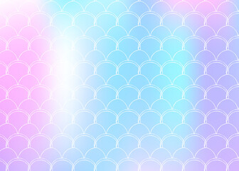 Mermaid scales background with holographic gradient.
