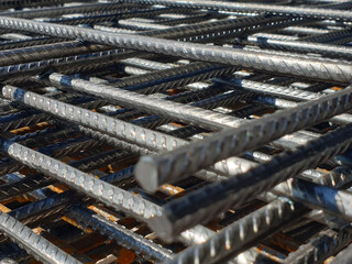Iron reinforcement. Steel Rebars for reinforced concrete construction site