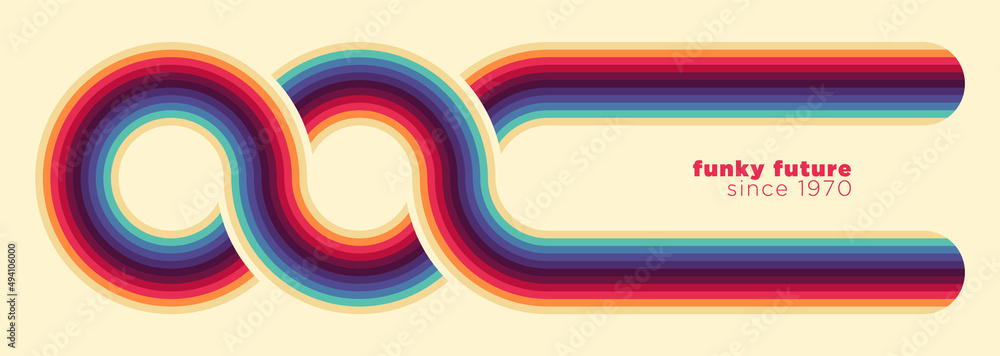 Poster rounded abstract pattern design in retro style with colorful lines. vector illustration.