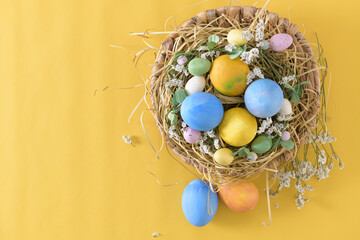 Easter eggs in nest
