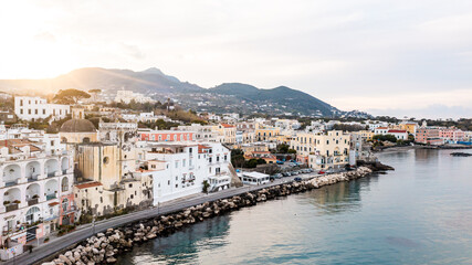 Fototapeta premium The island of Ischia close to the amalfi coast in Italy shot with the DJI Mavic Pro drone 