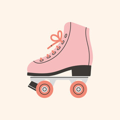 Roller skates icon. Sport and disco. Retro fashion style from 80s. Cute vector illustration in trendy calm colors. Hand drawn style. 