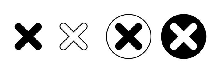 Fototapeta premium Close icons set. Delete sign and symbol. cross sign