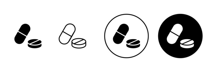 Pills icons set. capsule icon. Drug sign and symbol