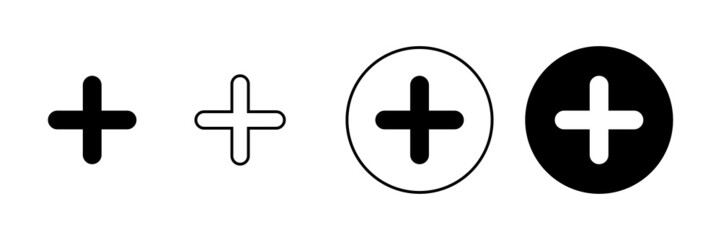 Plus Icons set. Add plus sign and symbol